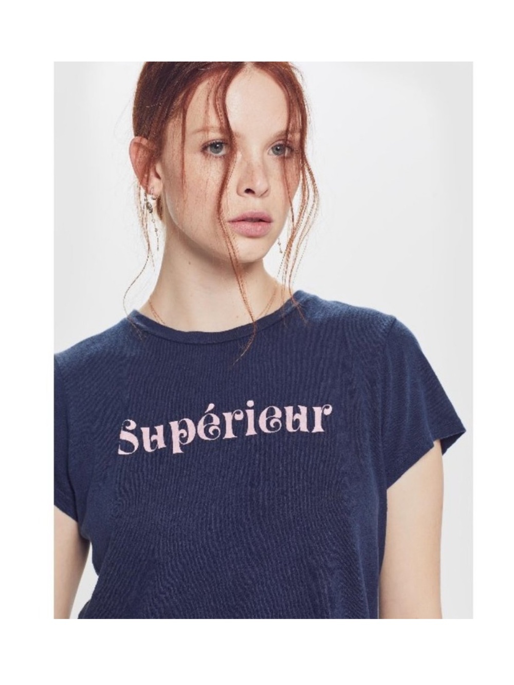 MOTHER SUPERIOR Sinful Tee Navy Blue Linen Cotton Short Sleeve Graphic Tee Small - Picture 8 of 16